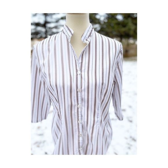 Y2K Maternity Shirt Business Casual Stripes Button - Picture 5 of 10